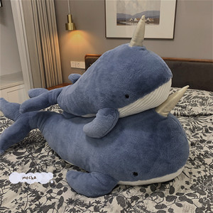 ins网红鲸鱼睡觉抱枕公仔毛绒玩具沙发靠枕大号长条玩偶送人礼物