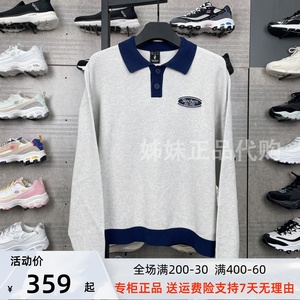 Skechers斯凯奇春季男女款时尚浅灰色毛织套头卫衣L124U032