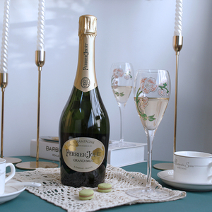 送香槟杯#法国进口Perrier Jouet巴黎之花香槟起泡酒 高档酒750ml