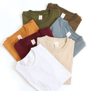 UL220g日本全棉重磅夏季纯色无缝桶织 圆领短袖T恤男女通款打底