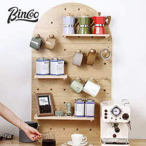 Bincoo咖啡器具收纳架实木洞洞板套装墙上置物架多功能壁挂展示架