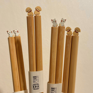ins可爱卡通筷子高颜值情侣餐具家用天然日式竹筷分餐筷一人一筷
