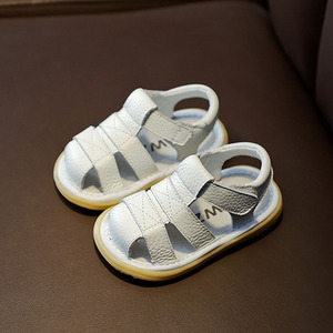 基诺浦牛皮宝宝凉鞋男0-3岁婴儿防滑女鞋夏季新款软底透气学步鞋