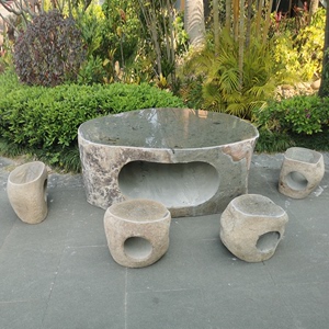 石桌石凳户外庭院花园别墅天然室外家用整石石桌椅石头小桌子凳子