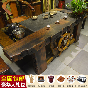 老船木茶桌椅组合新中式茶艺桌实木会客茶几家用仿古功夫茶台一体