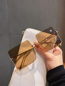 潮流GP方形大框浅色透明片太阳镜女个性半框超酷墨镜男款方形眼镜