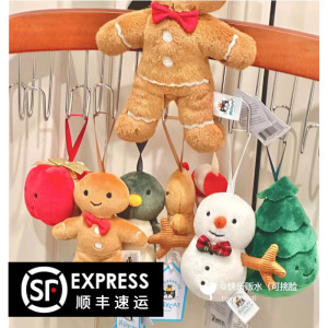 现货Jellycat Festive Folly 圣诞树挂件系列企鹅姜饼人雪人玩偶