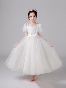 订制胖女童花童婚礼小女孩白纱礼服夏季儿童十岁口才演出服表演服