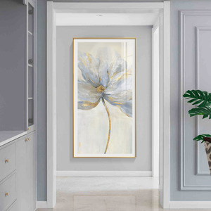 美式现代花卉玄关装饰画轻奢高档客厅进门墙挂画过道简约竖版壁画