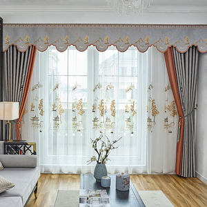 中式窗帘客厅新中式高精密绣花提花阳台飘窗落地书房茶室高端成品
