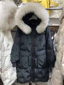 米薇格1170中长款毛领刺绣连帽羽绒棉外套2018冬季新款时尚女棉衣