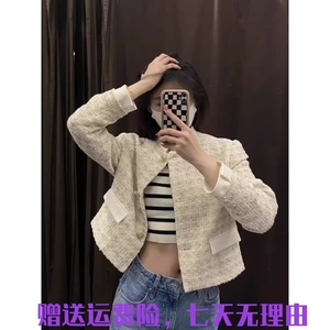 ZARA KISS春季名媛小香风甜美纹理短款小西装外套女7995137 330