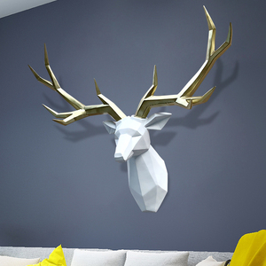 鹿头壁挂北欧轻奢风格电视背景墙面装饰挂件创意个性玄关客厅挂饰