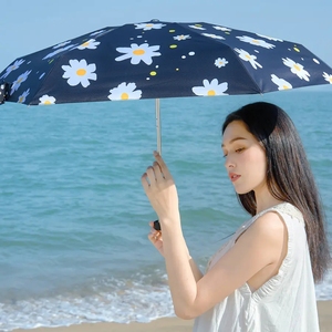 日本BANANA KIU小黑伞防晒紫外线黑胶太阳伞口袋伞男女巧便携雨伞