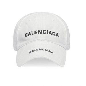 国现Balenciaga巴黎世家 新款男女同款Logo刺绣鸭舌帽 帽子黑白色