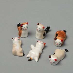 zakka 日式杂货陶瓷猫咪筷子架创意摆件手绘小猫筷枕托架卡通筷架