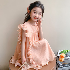 韩国女童雪纺连衣裙2024新款儿童公主裙子洋气薄款女宝宝夏装纱裙