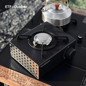 ETP精灵户外迷你卡式炉黑化瓦斯炉便携式露营黑色燃气炉煮茶炉具