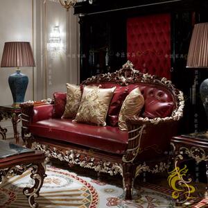 欧式新古典法式家具实木雕花描银单人双人三人组合沙发别墅定制