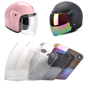 电动电瓶摩托车头盔灰镜片通用透明半盔安全帽前挡风镜防雾面罩