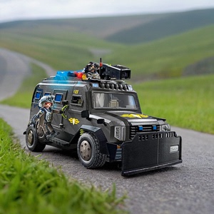 德国Playmobil摩比世界儿童玩具装甲车防暴车导弹车警察特警积木