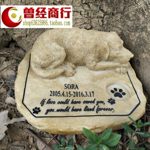 厂家定制东南亚金火把创意树脂工艺品摆件宠物墓碑俯卧小狗纪念碑