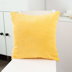 伊娃伊芙抱枕沙发靠垫套灯芯绒棉北欧麻现代简约黄色多色可定做