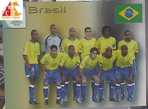 足球球星卡 帕尼尼PANINI 2006世界杯 金属特卡8号 巴西队 全家福