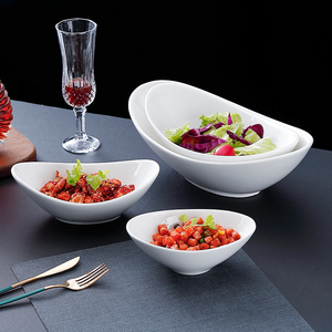 创意陶瓷元宝碗餐具餐厅沙拉碗水果碗家用冷菜碗深碗汤碗探盘餐碗