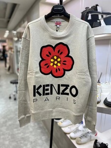 kenzo 2023春夏 灰色男士圆领花朵字母印花套头卫衣 正品代购