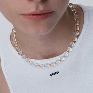 春夏多色米珠透明水晶玻璃珠锁骨链新款拼色ins潮风简约COS项链