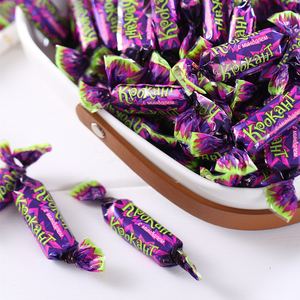 俄罗斯糖果进口KDV紫皮糖花生扁桃仁夹心巧克力正品袋装年货零食