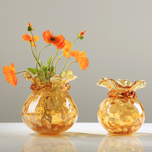 福袋琉璃花瓶艺术摆件可水培轻奢客厅样板间玄关餐桌插花花器装饰