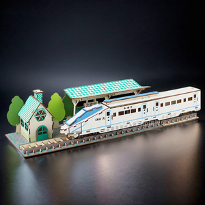 积木质3d立体拼图玩具拼插木板火车手工diy和谐号高铁