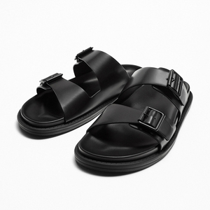 MD Massimo Dutti冬季男鞋黑色休闲真皮凉拖鞋防滑户外沙滩鞋2700