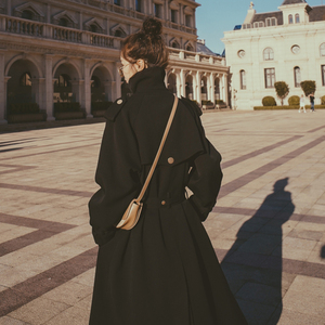 黑色风衣女2024春秋季新款中长款英伦风高端法式气质韩版大衣外套