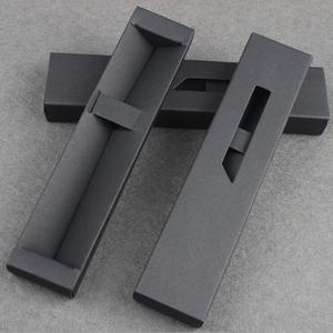 黑色笔盒纸质开窗抽拉牛皮纸盒创意折叠金属笔包装盒礼品笔套装
