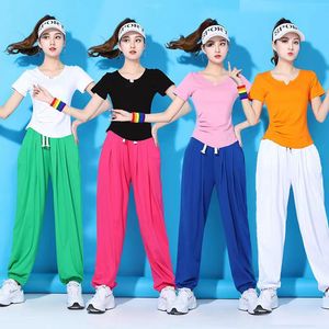 杨丽萍广场舞服装新款套装 女夏短袖时尚跳舞衣服团体运动健身装