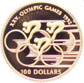 【海寧潮期货】库克1990年巴塞罗那奥运项目自行车3.45克纪念金币