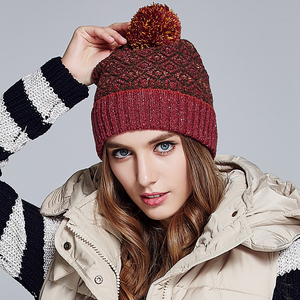 帽子女秋冬毛线帽羊毛针织帽时尚保暖毛球户外护耳包头加厚堆堆帽