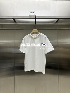 韩国直邮MYDRESS正品东大门代购春夏新款 重工钉珠圆领短袖T恤