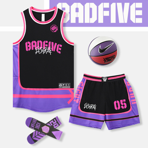 新款篮球服定制夏季运动套装男印字比赛队服BADFIVE反伍儿童球衣