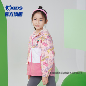 中国乔丹童装女童外套2023冬季新款大童洋气外衣女孩风衣儿童冬装