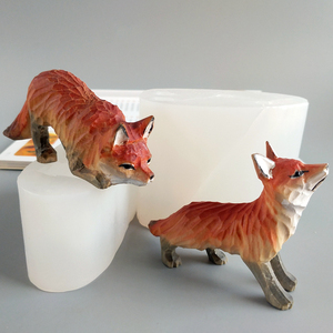狐狸立体硅胶模具树脂3d巧乐力烘焙蛋糕装饰牛油火锅底料矽膠模具