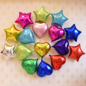 5寸爱心5寸五角星心形气球元旦生日圣诞派对婚房婚礼庆典铝膜气球