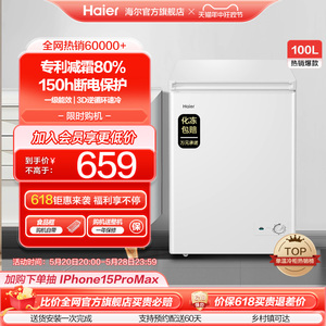 海尔100升冰柜商用小型家用冰箱全冷冻冷藏单温减霜节能冷柜