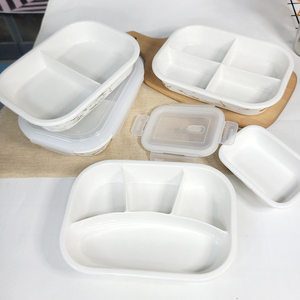 长方形单格饭盒四格微波炉专用餐具加热成人便当盒陶瓷保鲜盒餐盒