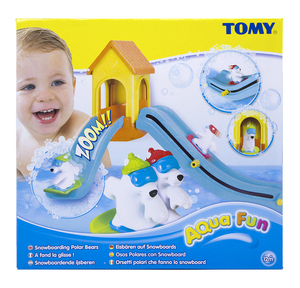 TOMY AQUA FUN小熊滑板冲浪自动往上爬滑梯儿童宝宝戏水洗澡玩具