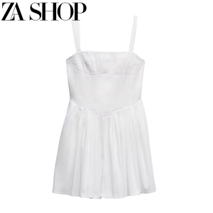 ZA春新款女装蓬蓬小白裙甜美小个子吊带连衣裙宽摆连身裙 5107301