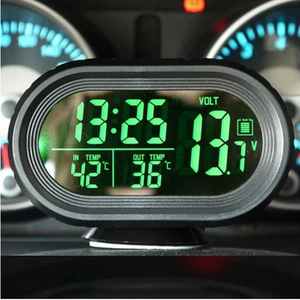 汽车外温度表时钟温度计夜光温湿度计车内汽车用时间表数显电子钟